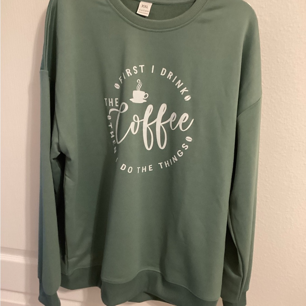 Green Coffee Graphic Sweatshirt XXL